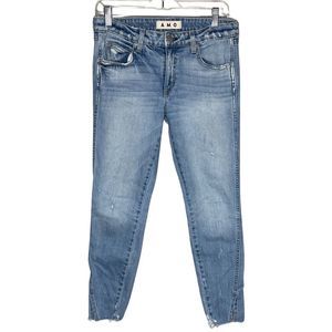 AMO Jeans Womens 6 29 Blue‎ Twist Slim Fit Fairfax Wash Crop Frayed Hems Casual